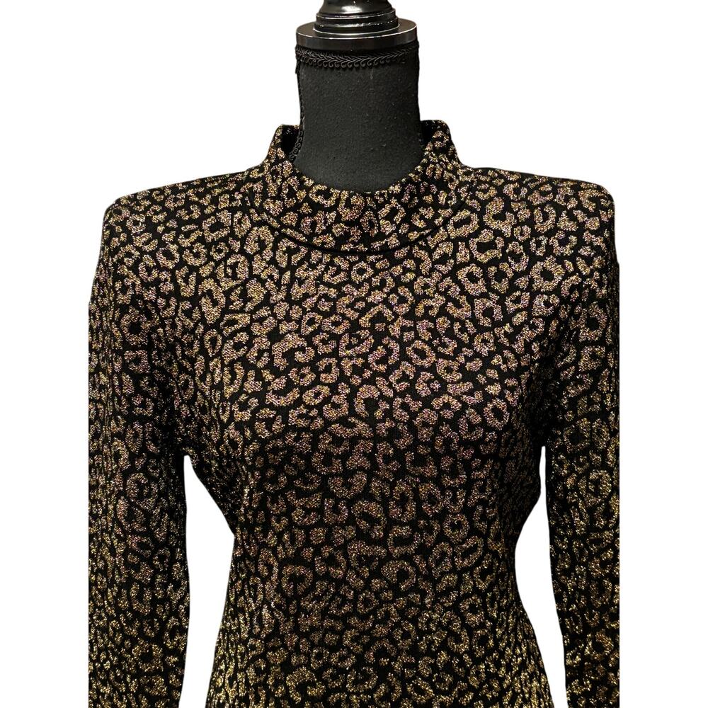 A.L.C. NWT Mahry Dress Size L Black & Gold 3/4 Sleeves Bodycon Cocktail Evening - Picture 3 of 9